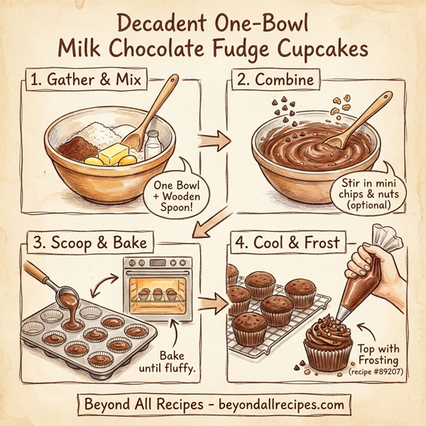 Decadent One-Bowl Milk Chocolate Fudge Cupcakes instructions