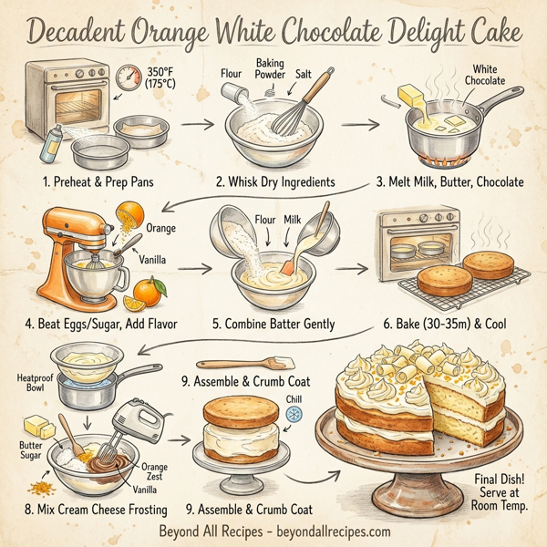 Decadent Orange White Chocolate Delight Cake instructions