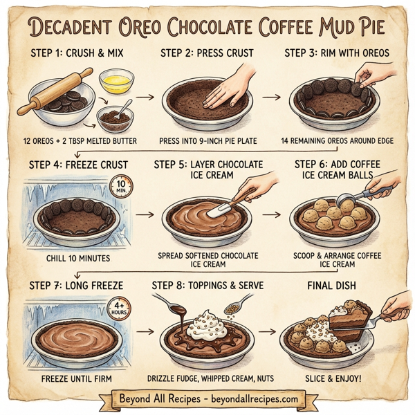 Decadent Oreo Chocolate Coffee Mud Pie instructions