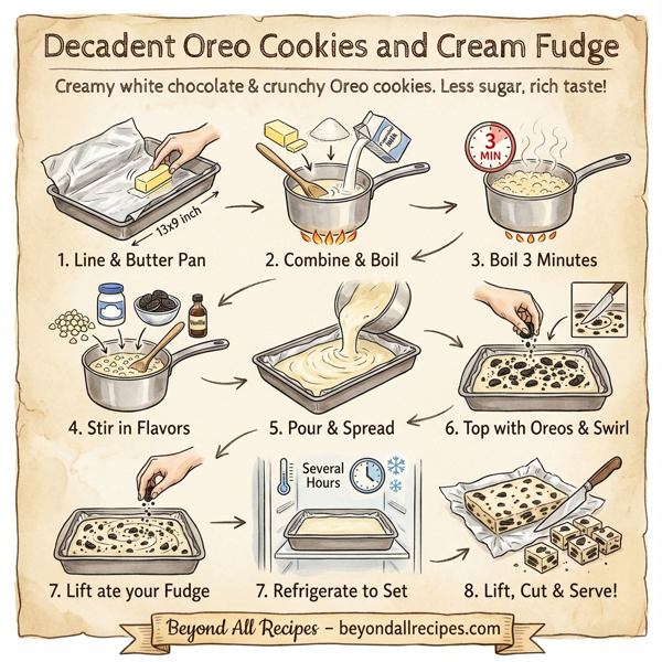Decadent Oreo Cookies and Cream Fudge instructions