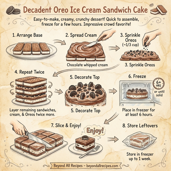 Decadent Oreo Ice Cream Sandwich Cake instructions