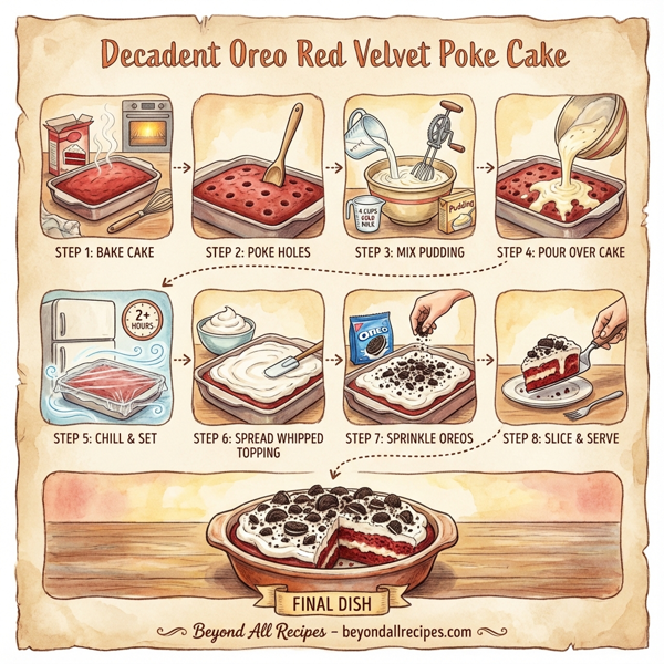Decadent Oreo Red Velvet Poke Cake instructions