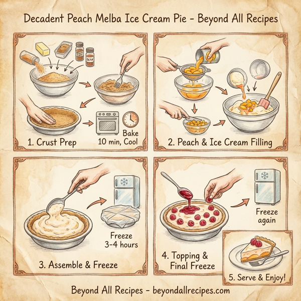 Decadent Peach Melba Ice Cream Pie instructions