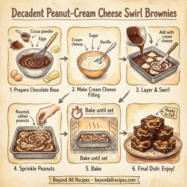 Decadent Peanut-Cream Cheese Swirl Brownies instructions