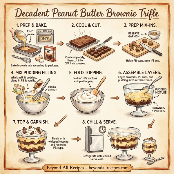 Decadent Peanut Butter Brownie Trifle instructions