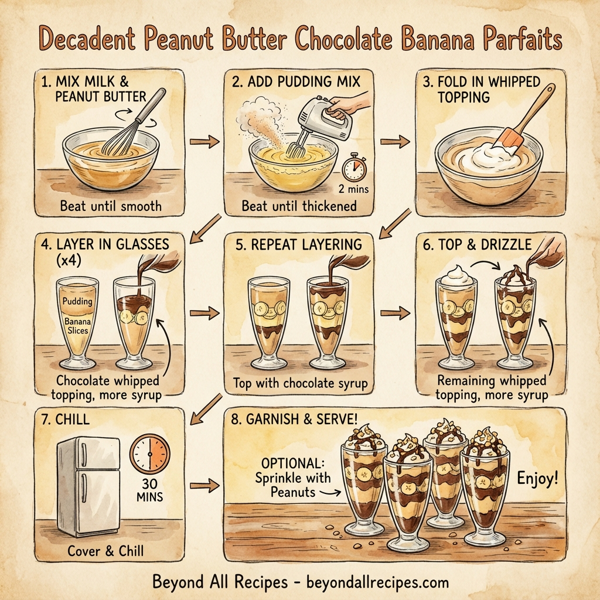 Decadent Peanut Butter Chocolate Banana Parfaits instructions