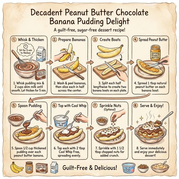 Decadent Peanut Butter Chocolate Banana Pudding Delight instructions