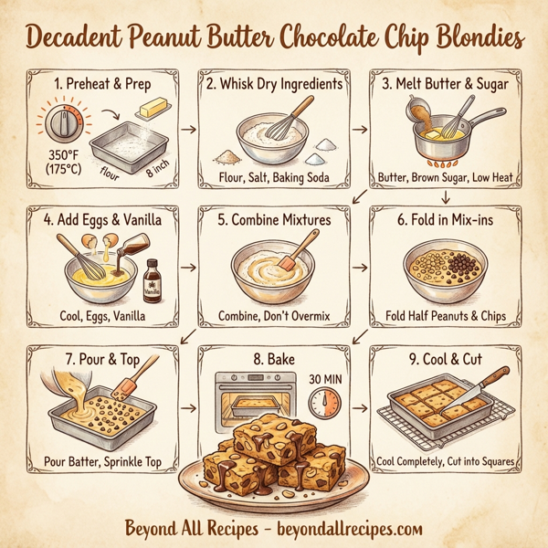 Decadent Peanut Butter Chocolate Chip Blondies instructions