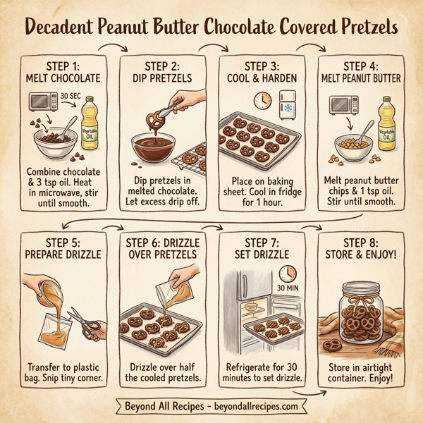 Decadent Peanut Butter Chocolate Covered Pretzels instructions