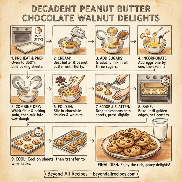Decadent Peanut Butter Chocolate Walnut Delights instructions