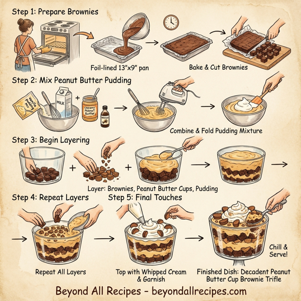 Decadent Peanut Butter Cup Brownie Trifle instructions