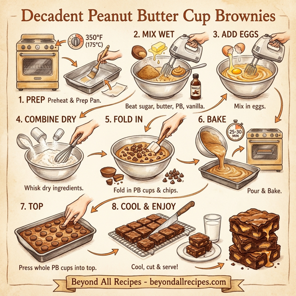 Decadent Peanut Butter Cup Brownies instructions