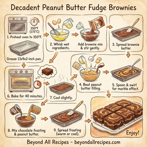 Decadent Peanut Butter Fudge Brownies instructions