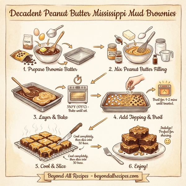 Decadent Peanut Butter Mississippi Mud Brownies instructions