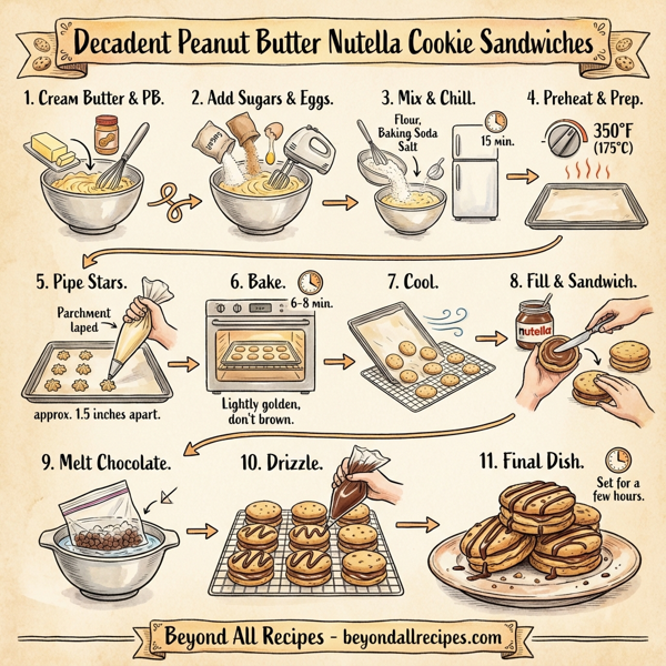 Decadent Peanut Butter Nutella Cookie Sandwiches instructions