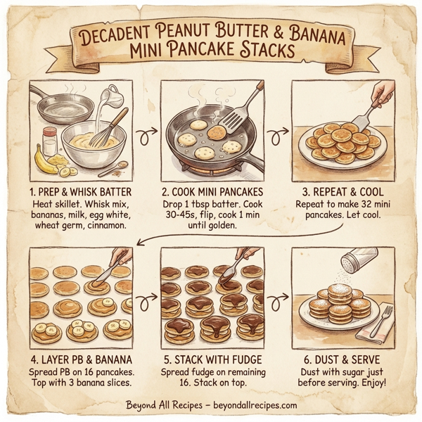 Decadent Peanut Butter & Banana Mini Pancake Stacks instructions