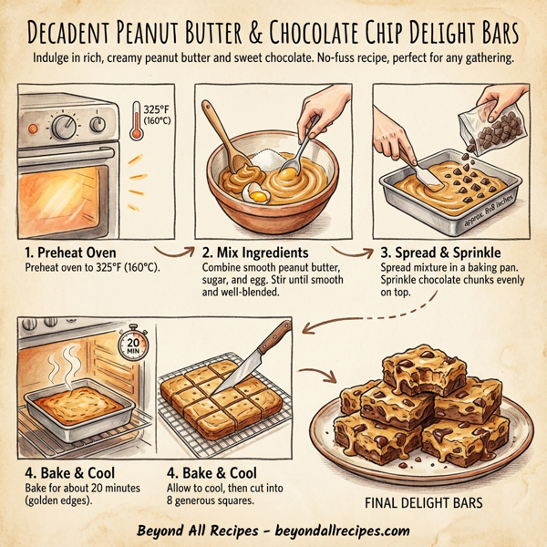 Decadent Peanut Butter & Chocolate Chip Delight Bars instructions