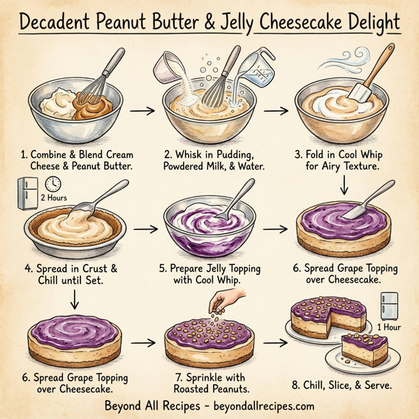 Decadent Peanut Butter & Jelly Cheesecake Delight instructions