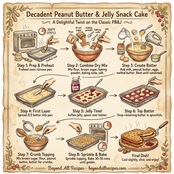 Decadent Peanut Butter & Jelly Snack Cake instructions