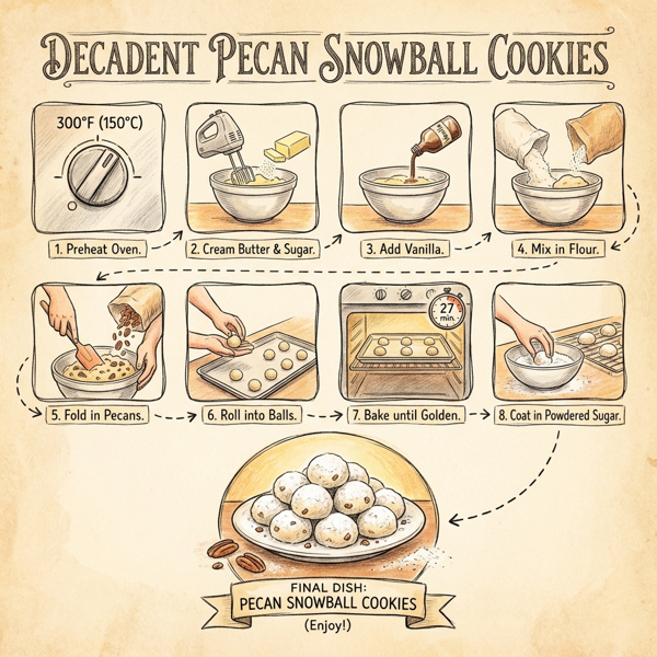 Decadent Pecan Snowball Cookies instructions