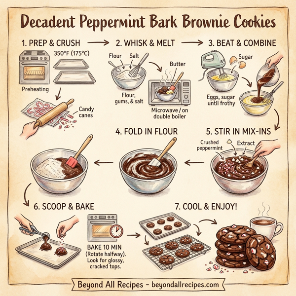 Decadent Peppermint Bark Brownie Cookies instructions