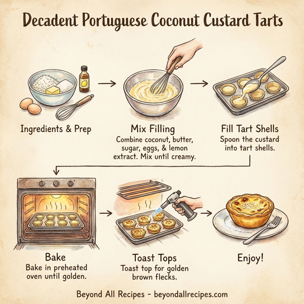 Decadent Portuguese Coconut Custard Tarts instructions
