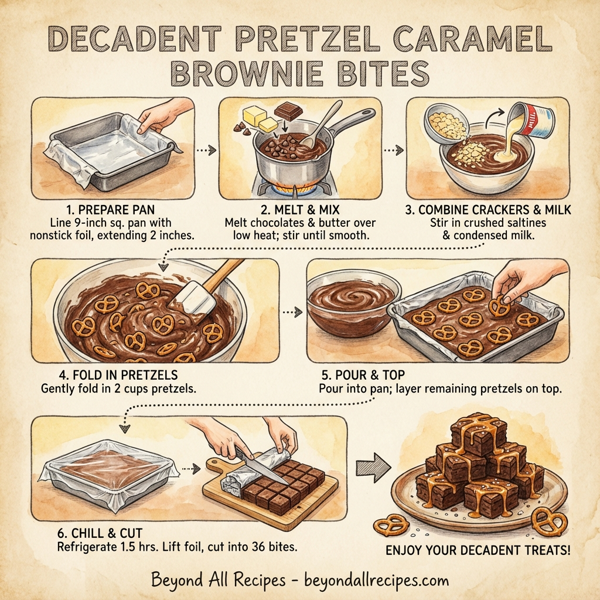 Decadent Pretzel Caramel Brownie Bites instructions