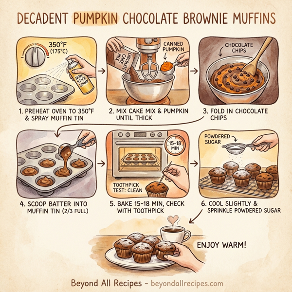 Decadent Pumpkin Chocolate Brownie Muffins instructions