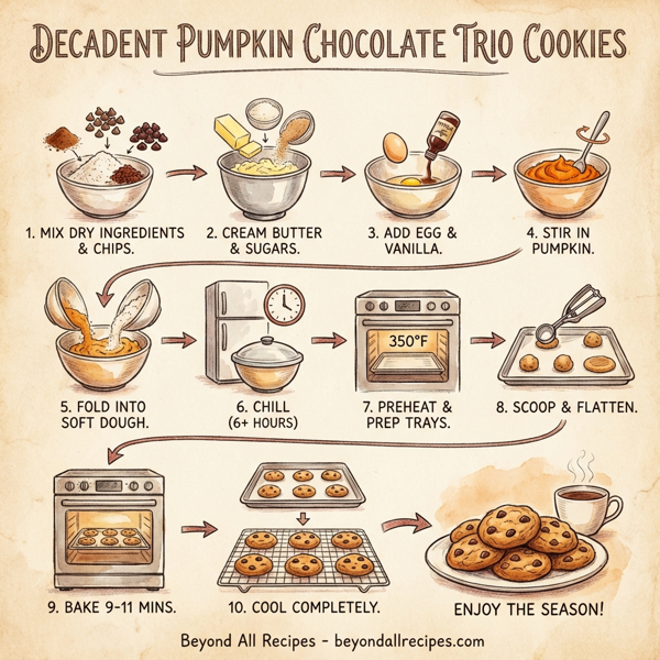 Decadent Pumpkin Chocolate Trio Cookies instructions