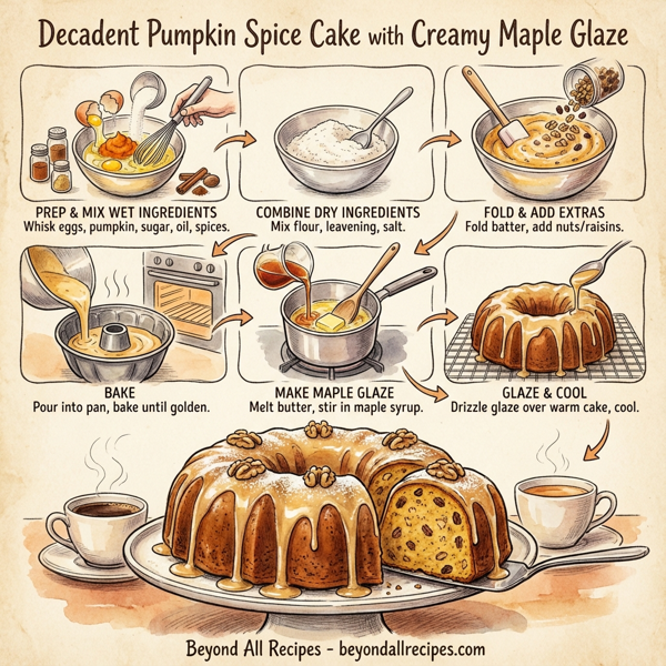 Decadent Pumpkin Spice Cake with Creamy Maple Glaze instructions