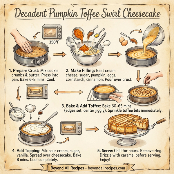 Decadent Pumpkin Toffee Swirl Cheesecake instructions