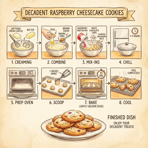 Decadent Raspberry Cheesecake Cookies instructions