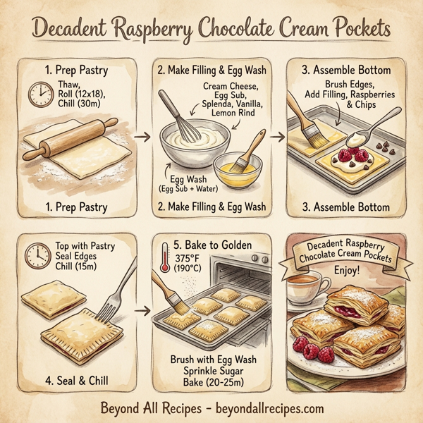 Decadent Raspberry Chocolate Cream Pockets instructions