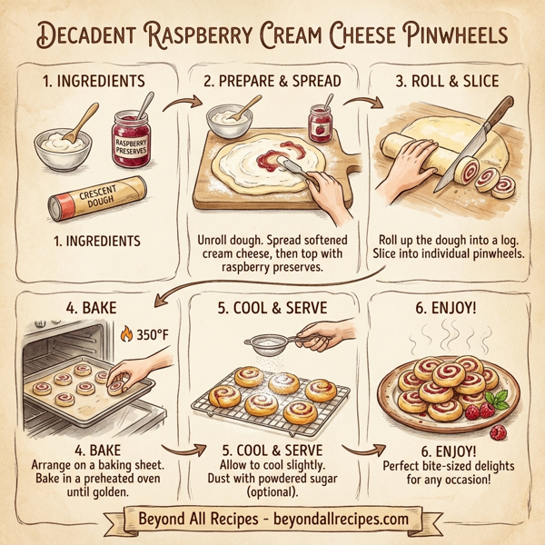 Decadent Raspberry Cream Cheese Pinwheels instructions