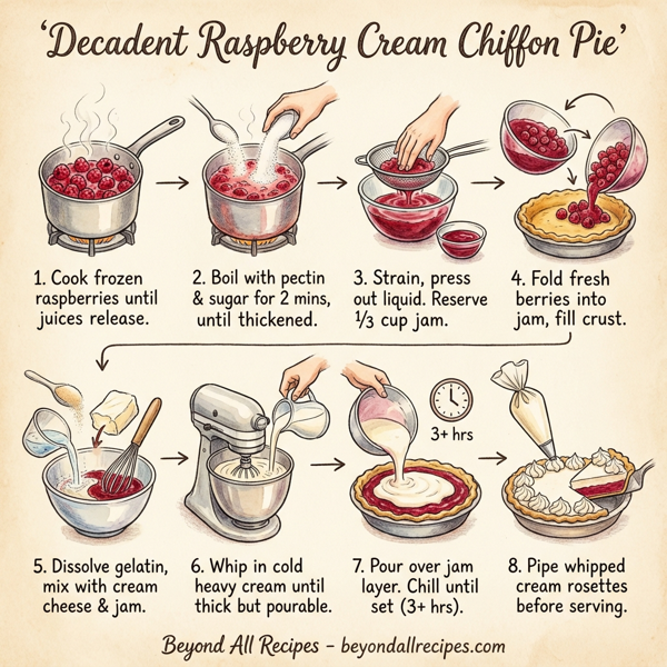 Decadent Raspberry Cream Chiffon Pie instructions