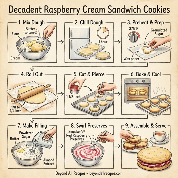 Decadent Raspberry Cream Sandwich Cookies instructions