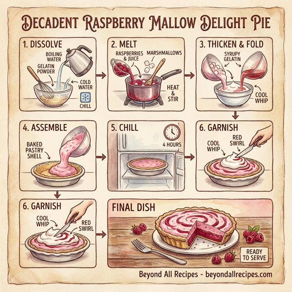 Decadent Raspberry Mallow Delight Pie instructions