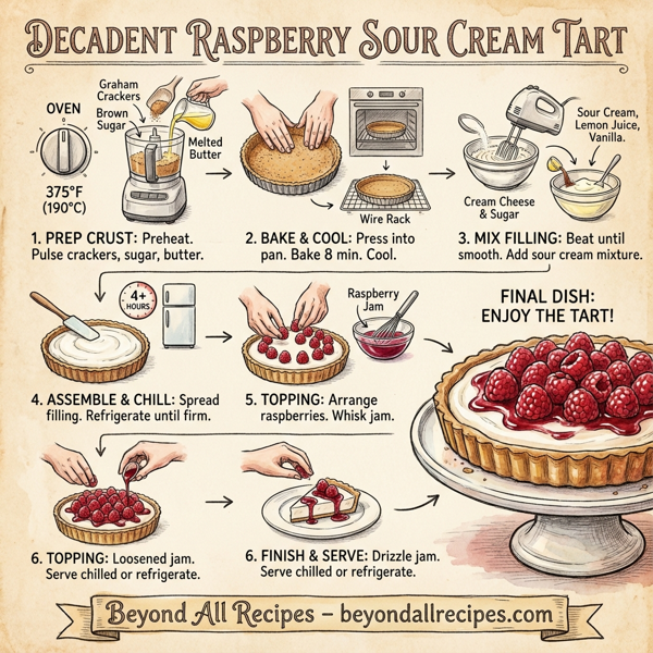Decadent Raspberry Sour Cream Tart instructions