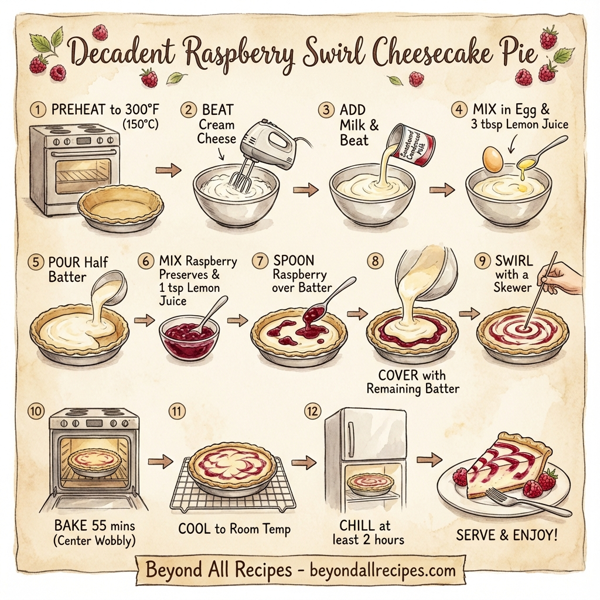 Decadent Raspberry Swirl Cheesecake Pie instructions