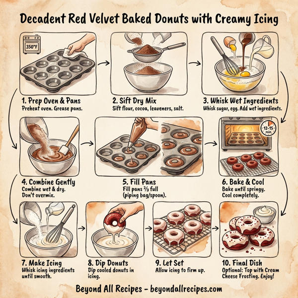Decadent Red Velvet Baked Donuts with Creamy Icing instructions