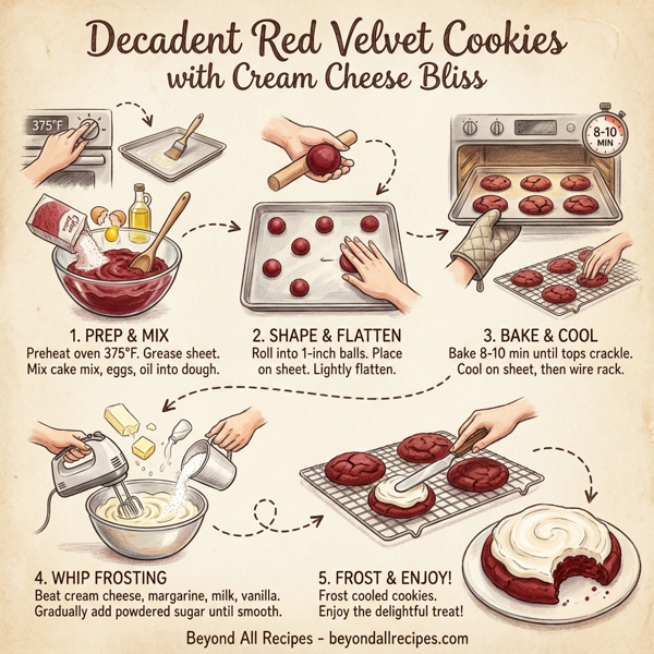 Decadent Red Velvet Cookies with Cream Cheese Bliss instructions