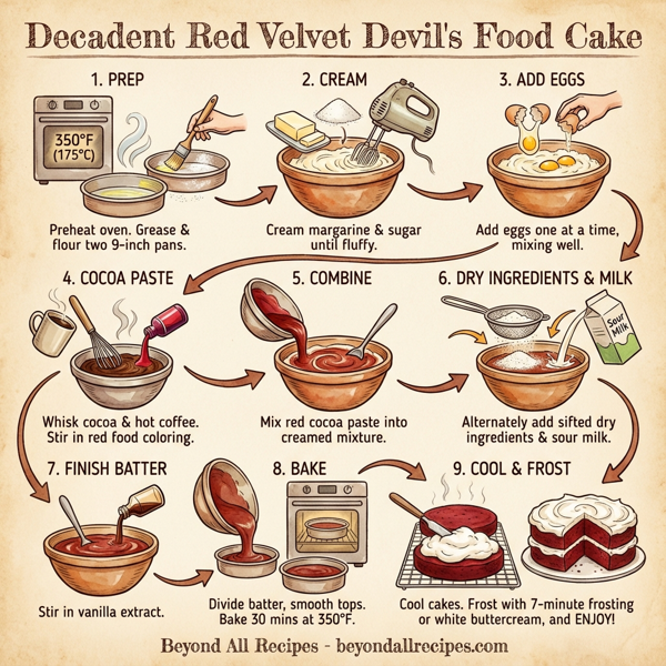 Decadent Red Velvet Devil's Food Cake instructions
