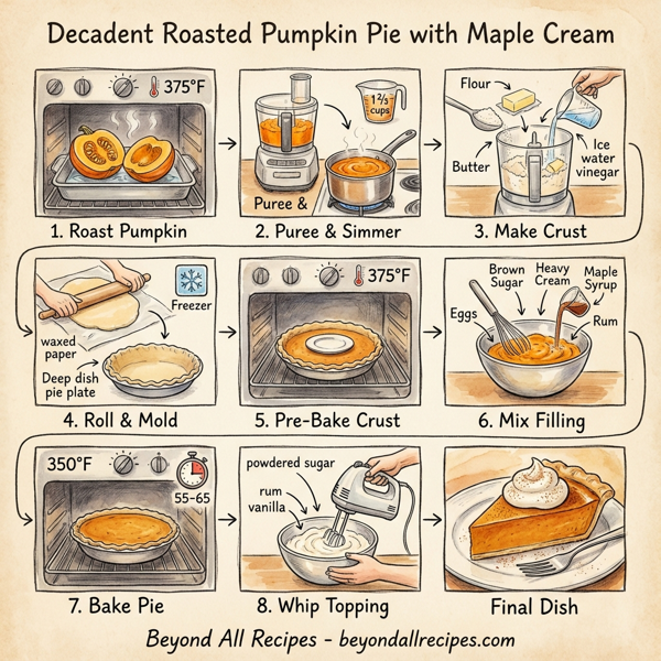 Decadent Roasted Pumpkin Pie with Maple Cream instructions