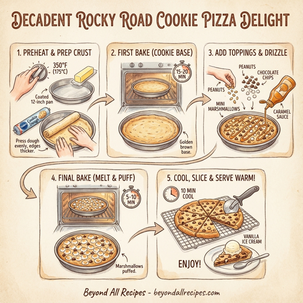 Decadent Rocky Road Cookie Pizza Delight instructions