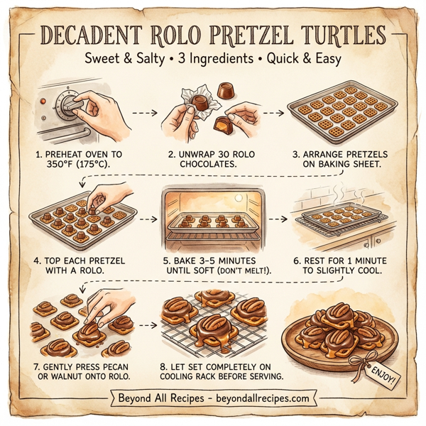 Decadent Rolo Pretzel Turtles instructions
