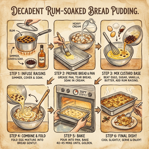 Decadent Rum-Soaked Bread Pudding instructions