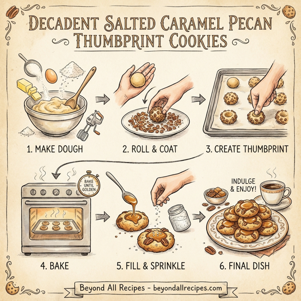 Decadent Salted Caramel Pecan Thumbprint Cookies instructions