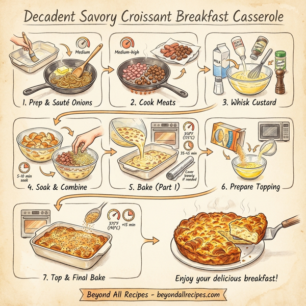 Decadent Savory Croissant Breakfast Casserole instructions