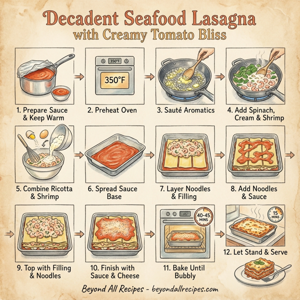 Decadent Seafood Lasagna with Creamy Tomato Bliss instructions