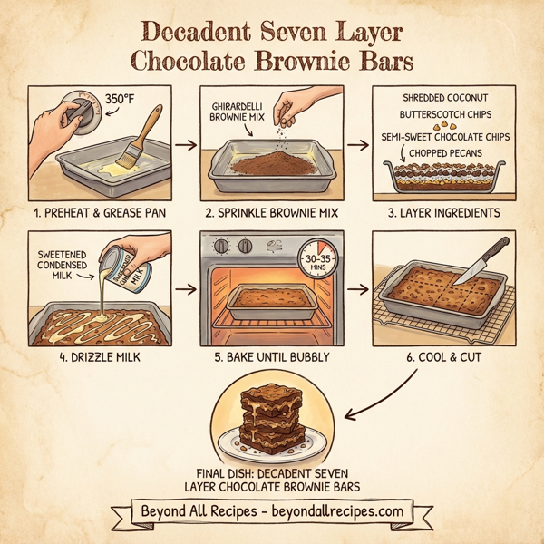 Decadent Seven Layer Chocolate Brownie Bars instructions